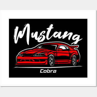 Red Cobra R Stang Muscle Posters and Art